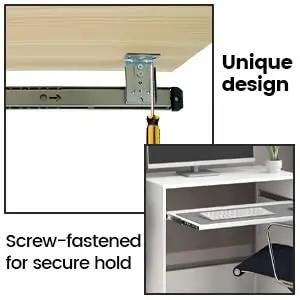 Heavy Duty Keyboard Tray Slides 14 Inch Silver Cold Rolled Steel with ball bearing action installed under desk