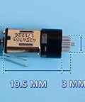 Micro Planetary Gearbox DC Motor for DIY Robots High Torque at 3V to 5V shown with dimensions 10mm by 19.5mm, NW 9161C 5 Pack.
