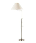 Traditional One Light Floor Lamp In Brushed Steel Finish With Pewter Nickel Accents, classic yet modern floor lamp with shade