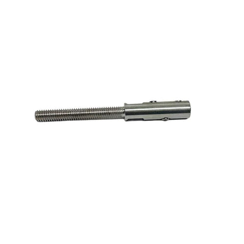 Stainless steel 5/16-18 set-screw threaded stud with smooth shank for 3/16 in. cable wire, side view
