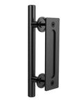 10 Inch Sliding Barn Door Handles And Pulls, Double Sided Hardware Set With Flat Bottom Plate Design In Rustic Black, Aluminum Construction