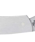 Tough As Nails Stainless Steel Lockback Pocket Knife Slick Brushed Drop Point Blade with open blade view showing silver finish.