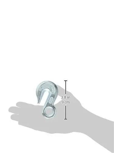 Killer 5/16 Inch Eye Grab Hook Built With Grade 43 Muscle And Zinc Armor Designed For Rough Job Sites, shown in hand for size reference.