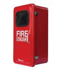 Heavy Duty Wall Mount Fiberglass Fire Extinguisher Cabinet 26 Inch Height 13 Inch Width 9 Inch Depth Surface Rack Lockable Clear Door