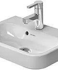 Happy D2 20 Inch Ceramic Vanity Top With Integrated Sink And Rear Drain Single Rectangular Basin shown at an angle