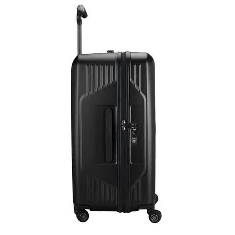 Ultimax II 26-inch durable spinner luggage in matte black with TSA lock, tough polycarbonate hardside, and 360° wheels for frequent travelers.