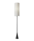 Bella Floor Lamp Stand, 74-Inch Tall With White Cylindrical Shade, Black Nickel Finish, Bell-Shaped Weighted Base, 3-Way Touch Sensor