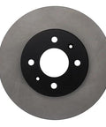 Front brake rotor with silver outer disc and black center hub with five lug holes