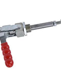 Heavy Duty Quick Release Toggle Clamp With 701Lb Holding Capacity Push Pull Fixture Clamp for woodworking jigs and fixtures, metal body, red handle.