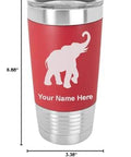 20oz Red Double Wall Vacuum Insulated Tumbler Mug With Silicone Grip Indian Elephant Design Personalized Engraving Included