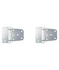 Rock Solid Heavy Duty Self Closing Gate Hinge With Zinc Plated Steel Bearing Core For Smooth As Butter Swing Operations All Metal Frame, two hinges view from the side.