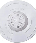 Top view of Hella Effective Universal Hair Catcher And Drain Cover Strainer, white silicone, designed to prevent sink and tub clogs.