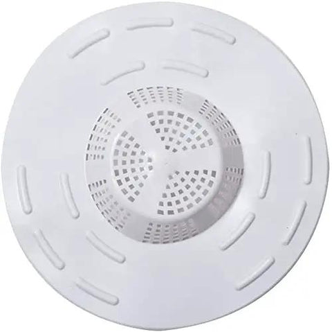Top view of Hella Effective Universal Hair Catcher And Drain Cover Strainer, white silicone, designed to prevent sink and tub clogs.