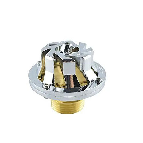 Close-up of Top-Shelf Copper Fire Sprinkler Head, 360-Degree Rotating Pendent Design with Massive Flow Output, Heavy-Duty Male Thread DN20 Casting.