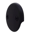 Two Hole Overflow Face Plate With Screws, Three And One Eighth Inch Matte Black Drain Plate For Two Hole Elbows, Heavy Duty Metal Construction.