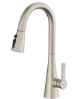 Zinc Alloy Streamlined conical bodywith a Circular Single-Lever Handle:Modern Pull-Out Kitchen Faucet Brushed Nickel side view