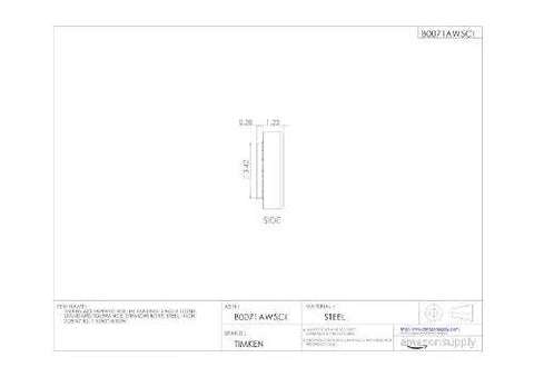 Technical drawing of 623 Tapered Roller Bearing Single Cone Straight Bore Standard Tolerance Steel Inch 2.2500 ID 1.6250 Width