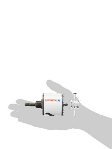 Lenox bi-metal hole saw with arbor, side view, 2-1/4 in, speed-slot