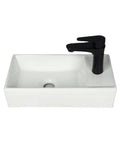 USZWBY Vessel Sinks Ceramic Vessel Sink Modern Minimalist Wall-Mounted Washbasin Square Washing Bowl Bathroom Bowl Sink with black faucet