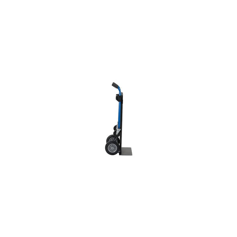 Side view of Four In One Convertible Hand Truck With 800 Pound Capacity Heavy Duty Steel Dolly Cart on solid rubber wheels