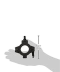 Front view of a black 1.5-inch plastic O-clamp wrap-around clamp held in a hand.