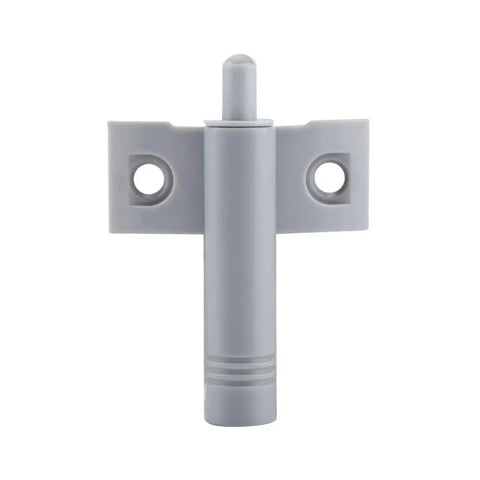 Close-up of a gray soft close damper buffer for cabinets and drawers, part of a twenty piece set ensuring quiet operation.