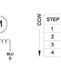 Wiring diagram and table for Beefy Torque NEMA 17 Stepper With Planetary Gearbox 19.19 To 1 For DIY CNC Camera And Telescope Projects.