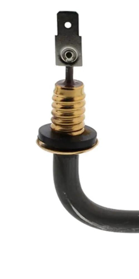 Replacement Dishwasher Heating Element 154825001 with ceramic coil and metal fitting, Frigidaire compatible, side view