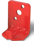 Red metal wall mount bracket with holes for mounting, designed for holding 6 Pack 5 Lb Abc Dry Chemical Fire Extinguishers.