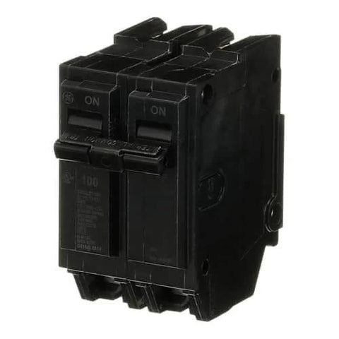 Single 100 Amp Double-Pole Circuit Breaker 120/240V THQL Load Center GFCI Plug-In Thermal-Magnetic Q-Line side view