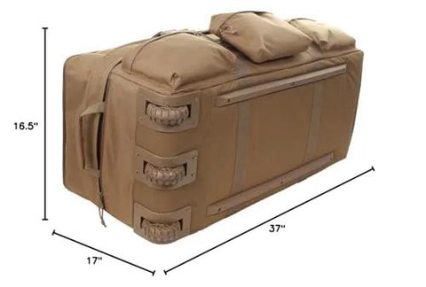Sandpiper rolling loadout luggage bag, brown, X-Large 15.5x37x17 in, side view with top handle and external pockets