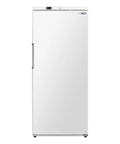 Heavy Duty Commercial Kitchen Workhorse Upright Freezer With Auto Defrost System For Twenty One Cubic Feet Storage in solid white finish.