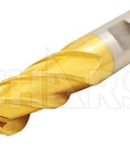 Shars tin-coated 4-flute end mill, single-end center-cut, gold finish