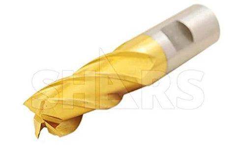 Shars tin-coated 4-flute end mill, single-end center-cut, gold finish