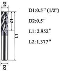1/2-inch carbide square-end end mill, AlTiN-coated, 4-flute, single-ended