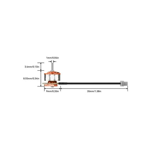 Diagram of High Performance Beefy Brushless Drone Motors 25000KV Pack Of 4 For FPV Quadcopter, showing dimensions and wiring