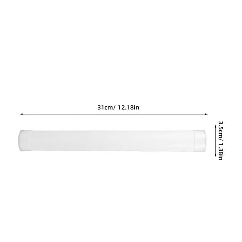 4 Pack Plastic Poster Mailing Tubes With Sealed Caps, 31cm length, 3.5cm diameter, shown in side view with measurement