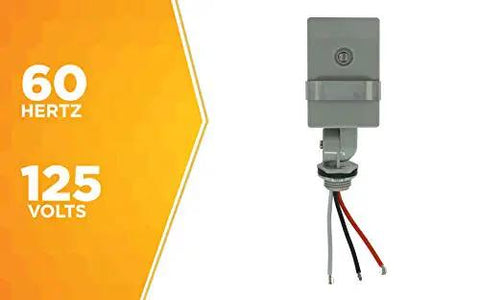 Adjustable Outdoor Swivel Light With Dusk To Dawn Photocell Switch Hardwired Stem Mount Exterior Weatherproof 60Hz 125V Grey