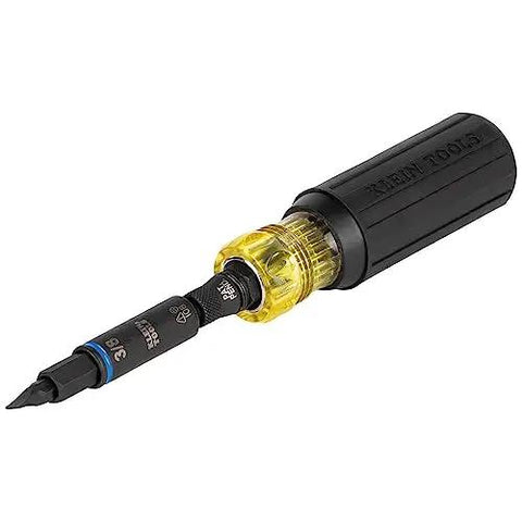 Impact Rated 11-in-1 Multi Bit Screwdriver And Nut Driver with Phillips, Slotted, Square, Torx bits, black handle view