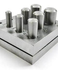Disc Cutter Set Seven Sizes From Quarter To Five Eighths Inch Cut Circular Metal Discs for Jewelry Shapes Silver Finish 14 Gauge Tool