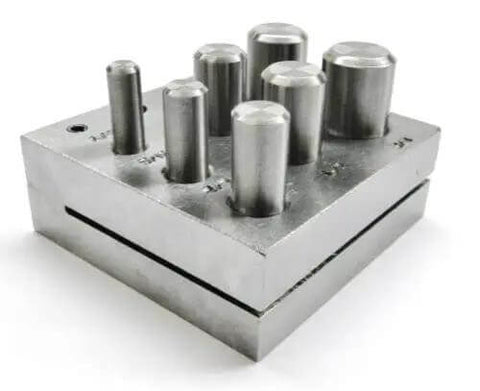 Disc Cutter Set Seven Sizes From Quarter To Five Eighths Inch Cut Circular Metal Discs for Jewelry Shapes Silver Finish 14 Gauge Tool