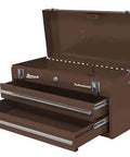Industrial 20 Inch 2 Drawer Friction Toolbox In Brown Winkle Powder Coat Finish Portable Built To Last Tool Chest With High Security Tubular Locking System