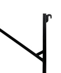 Heavy Beefy 2 Pack Container Pipe Racks With Integrated Workbench Surface showing a black steel hanger with an integrated hook.