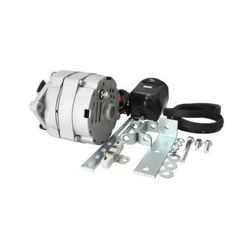 No Sweat Alternator Conversion Kit For Ford 2N 9N 8N Tractors includes 12V alternator, brackets, and hardware for easy installation.