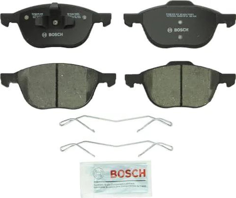 Bosch BC1044 QuietCast ceramic front brake pad set with hardware clips (4 pads) and lubricant packet
