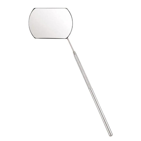 Portable Eyelash Extension Inspection Mirror With Non Slip Grip Stainless Steel Body For Fast Grab And Go Beauty Checks On Eyelashes Eyes Eyebrows Nose Mouth And Teeth In Black showing front view.