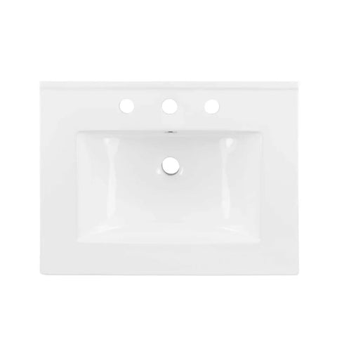Top view of Cayman 24 Inch White Ceramic Bathroom Sink For Vanity Modern Design And Durable Ceramic Construction 8 Inch Centerset Mount
