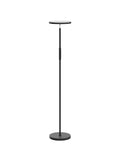 Crazy Bright LED Floor Lamp With Stepless Dimming And Remote Control, 69 Inch Torchiere Corner Lamp in black, straight view.