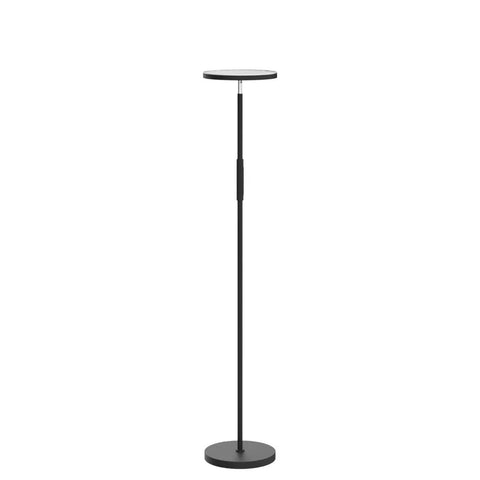 Crazy Bright LED Floor Lamp With Stepless Dimming And Remote Control, 69 Inch Torchiere Corner Lamp in black, straight view.