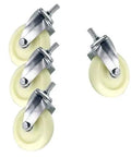 Smooth As Silk Rolling Caster Wheels Set Of 4 Heavy Duty Nylon Swivel Brakes With Stem For Furniture And Carts Easy Install No Hassle Setup That Will Get You Rollin Fast - Close-up of heavy duty nylon swivel wheels with metal stems.